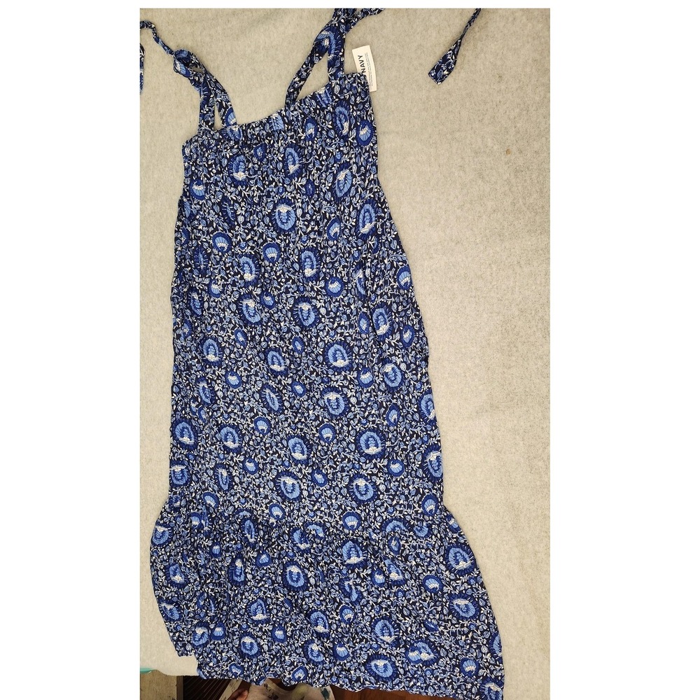 Old Navy Dress Womens Small Blue Floral Tie‎ Strap Maxi Sundress Ruffle Hem